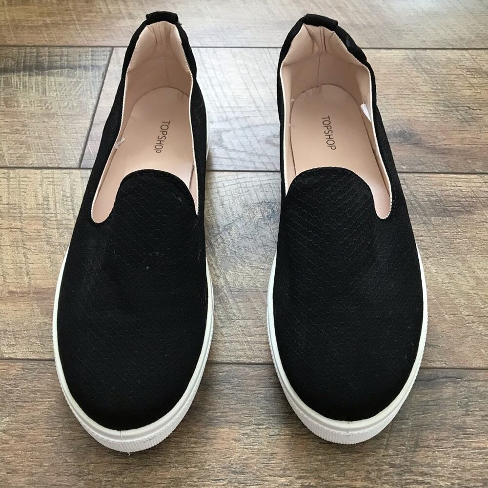 Topshop TEMP Black Anaconda Trainers - Size 11.5 US